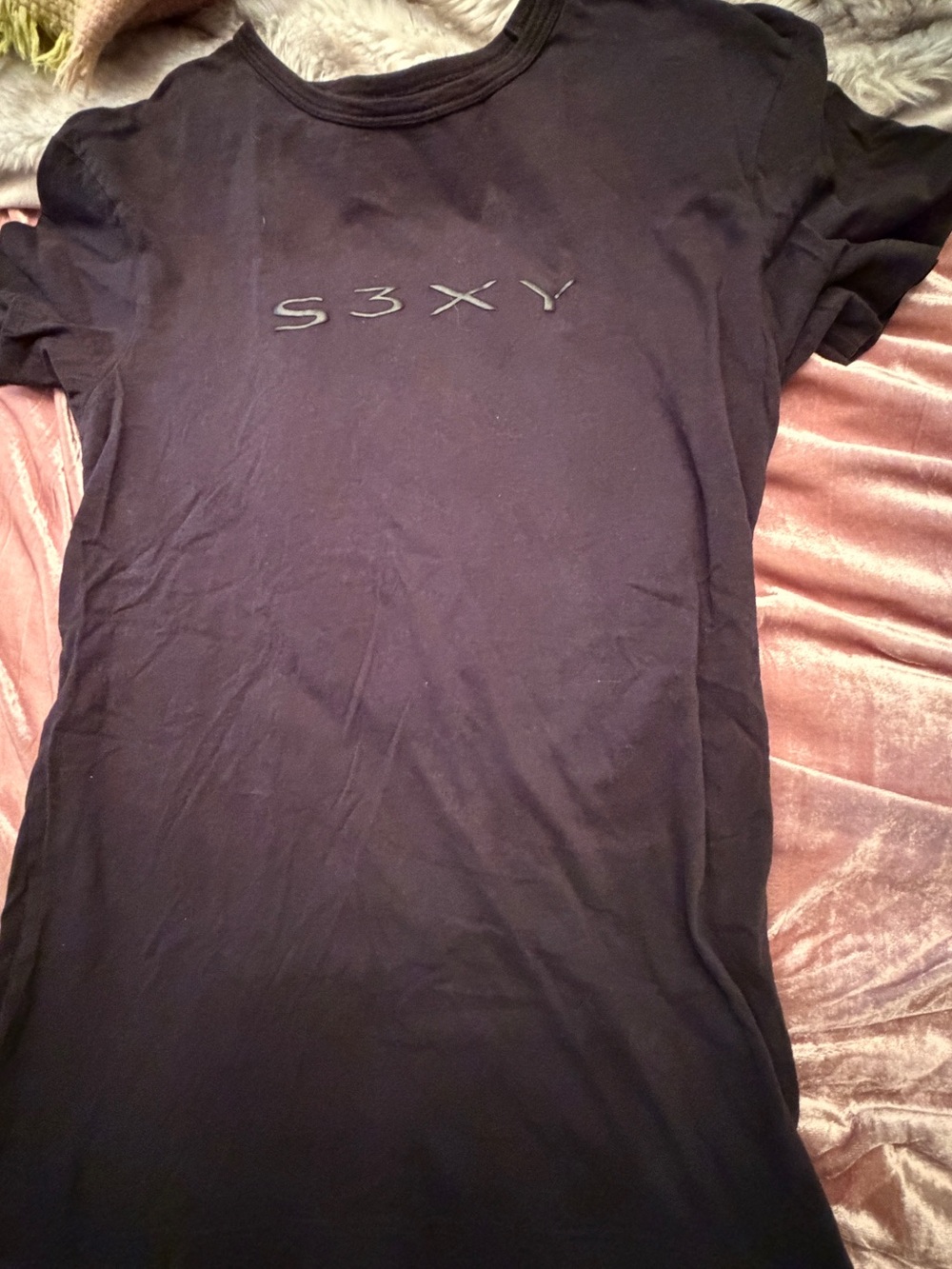 Tesla unisex Black Short Sleeve Graphic Tee with Chest Logo “SEXY”